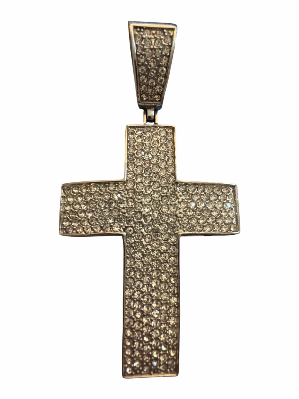 Pave Crystal Cross Pendant in Silver NWOT